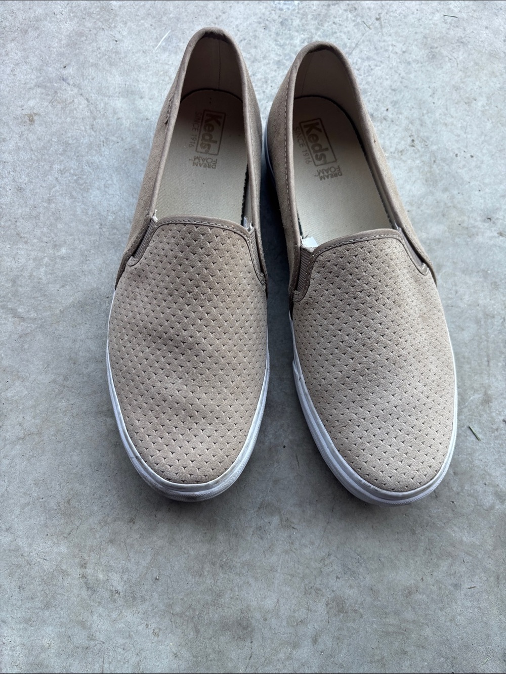 Keds Men’s Perforated Slip-On Loafers in Taupe